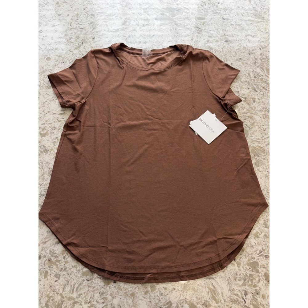 Beyond Yoga Womens Featherweight Balanced Tee brown Heather Size M